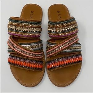 Gorgeous beaded sandals by hinge size 5M
